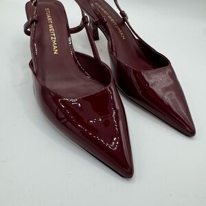 Stuart Weitzman Vinnie Red Patent Leather Slingback Heels